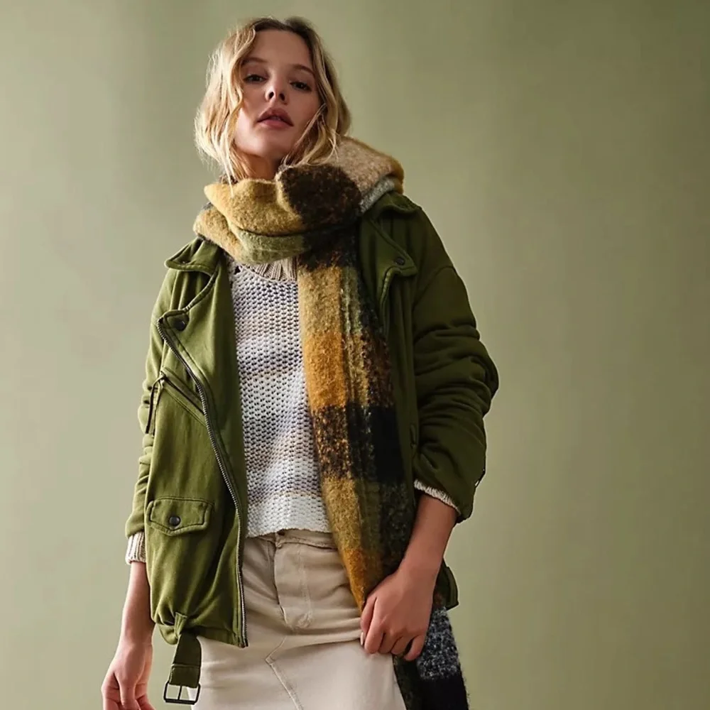 NWT Free People Rebel Rebel Knit Moto Jacket - Olive Sparrow (Small) - Picture 3 of 5